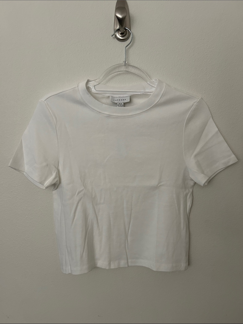 Top Shop White Cropped Crewneck Tee